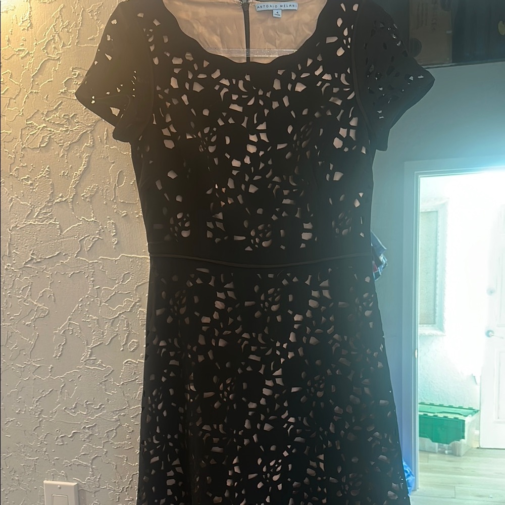 ANTONIO MELANI Black A-Line Midi Dress